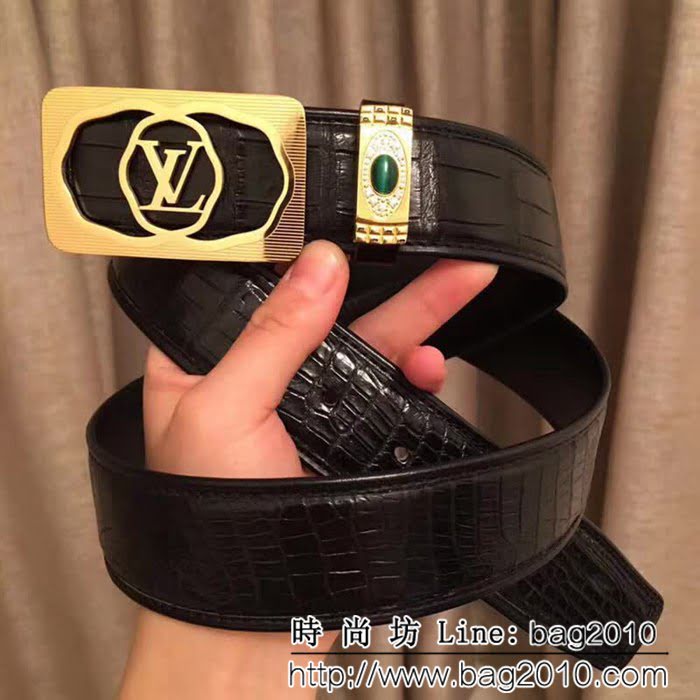 路易威登LV 純手工美洲無拼接鱷魚肚皮 高端男士皮帶 LHG1658